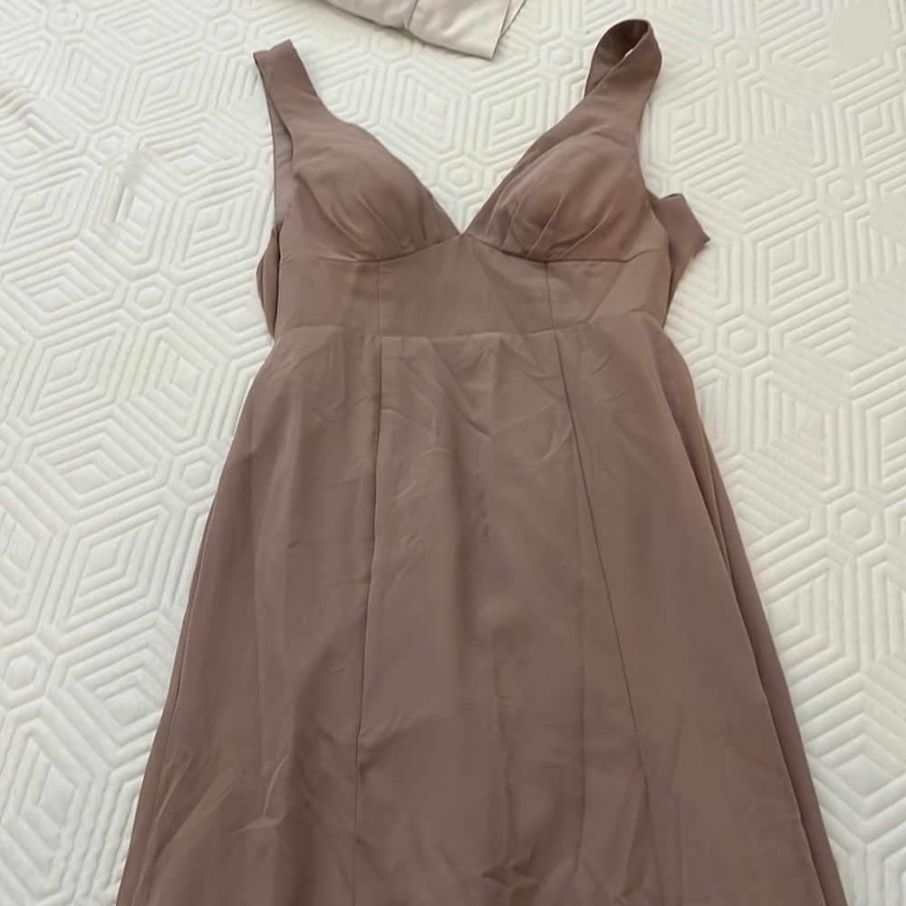 Beige bridesmaid dress azazie